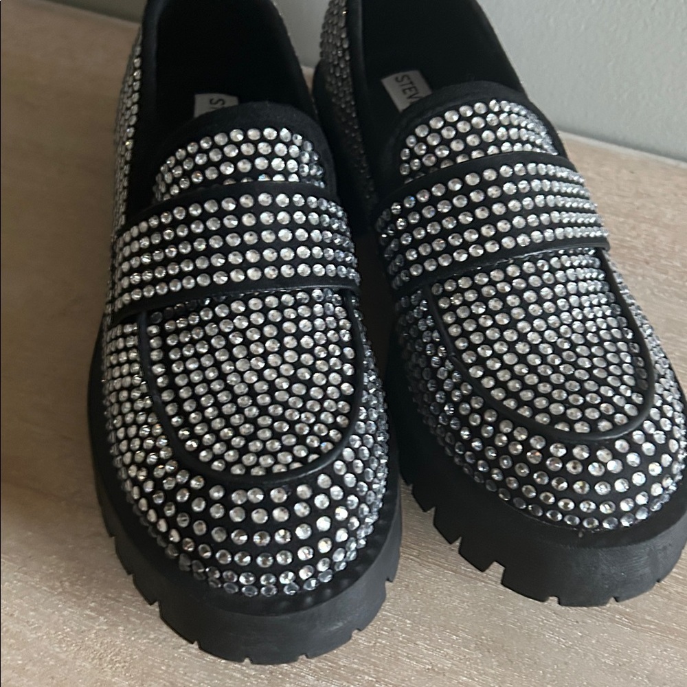 Steve Madden Y2K style retro Black silver sequin loafer women’s size 6 - Picture 6 of 9